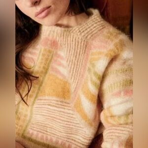 Sezane Geometric Pattern Wool Sweater Women
